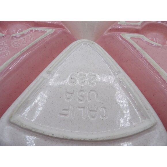 Vintage Rooster Divided Serving Platter Set - Pink & White Ceramic - 4 Sections - Picture 10 of 13
